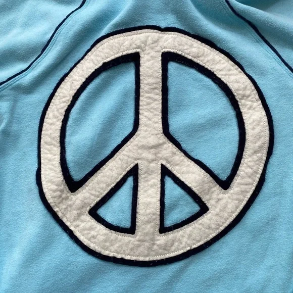 Vintage Y2K 00’s 08’ PINK Victoria's Secret Light Blue Peace Sign Zip Up Hoodie - Picture 13 of 16